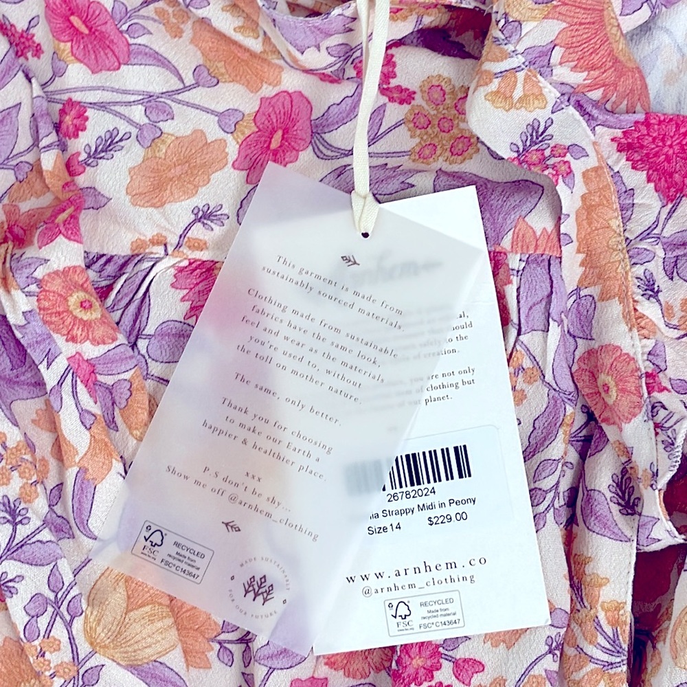 Arnhem Sophia MIdi Strappy Peony Dress - Picture 15 of 16
